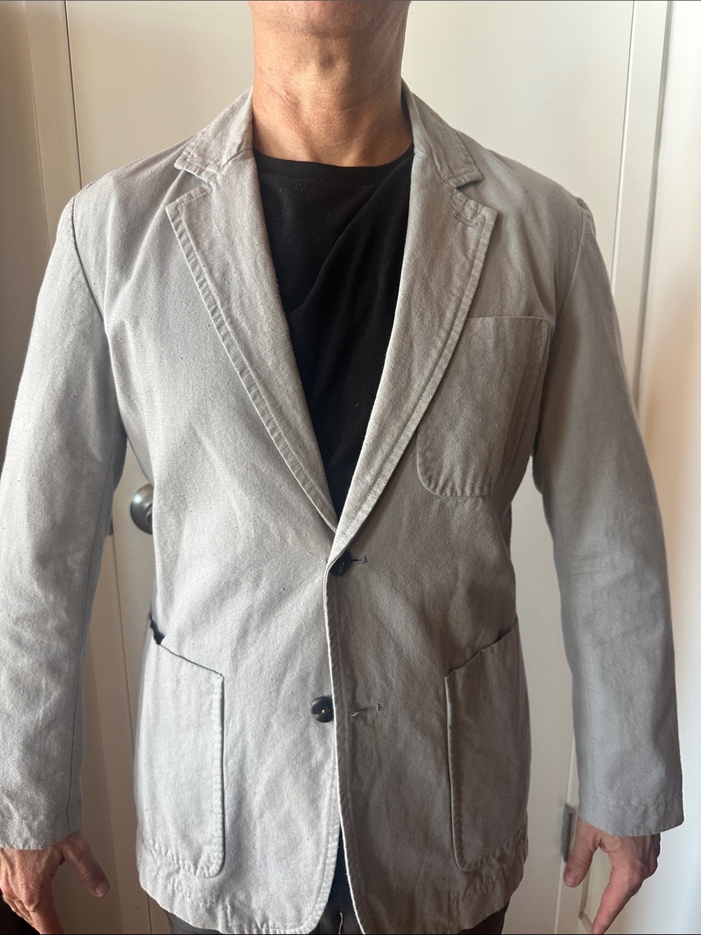 Billy Reid Unstructured Sport Coat Blazer 38R Grey Cotton Made in Italy